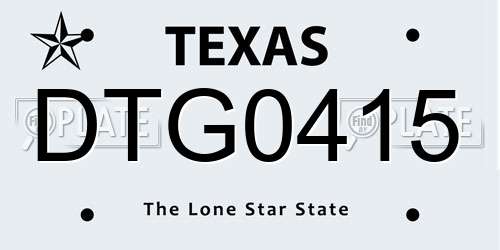 DTG0415 Texas License Plate