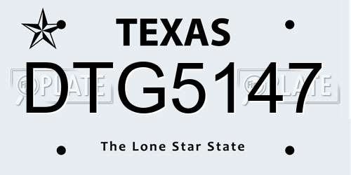 DTG5147 Texas License Plate