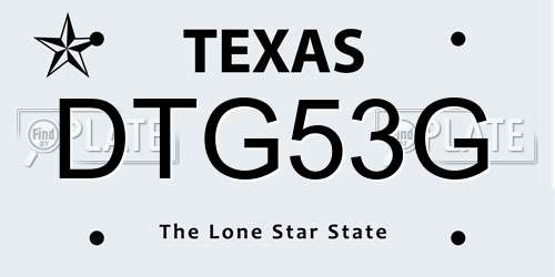 DTG53G Texas License Plate