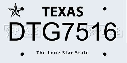 DTG7516 Texas License Plate