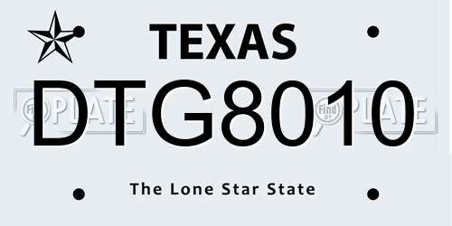 DTG8010 Texas License Plate