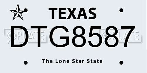 DTG8587 Texas License Plate