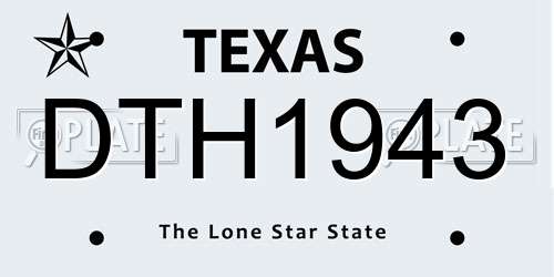 DTH1943 Texas License Plate