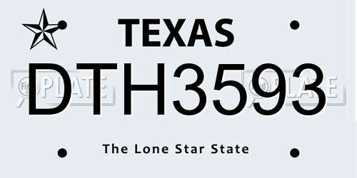 DTH3593 Texas License Plate