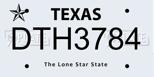 DTH3784 Texas License Plate