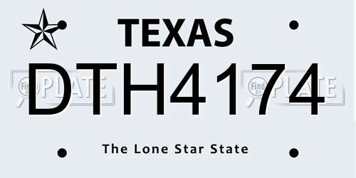 DTH4174 Texas License Plate