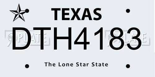 DTH4183 Texas License Plate