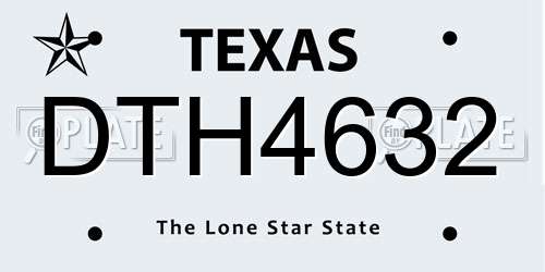 DTH4632 Texas License Plate