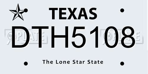 DTH5108 Texas License Plate