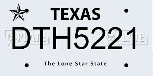 DTH5221 Texas License Plate