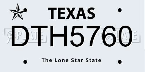 DTH5760 Texas License Plate