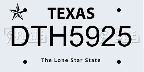 DTH5925 Texas License Plate