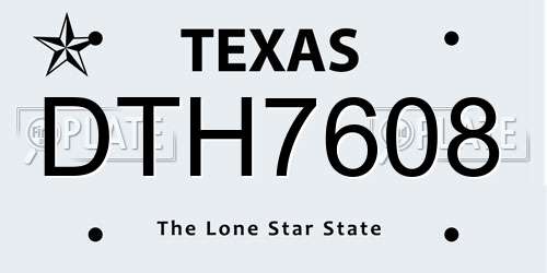 DTH7608 Texas License Plate