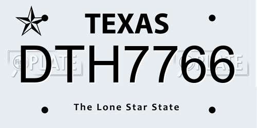 DTH7766 Texas License Plate
