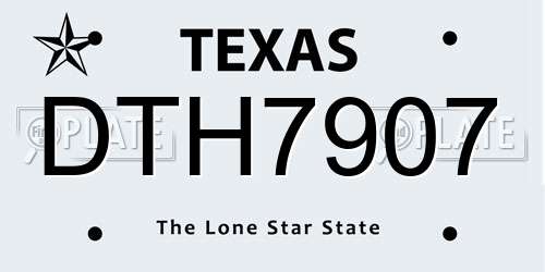 DTH7907 Texas License Plate