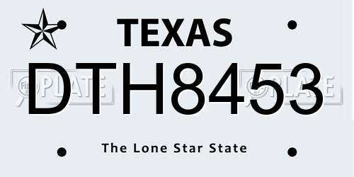 DTH8453 Texas License Plate