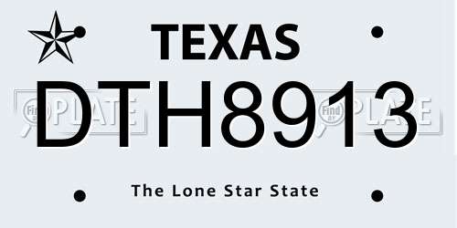 DTH8913 Texas License Plate