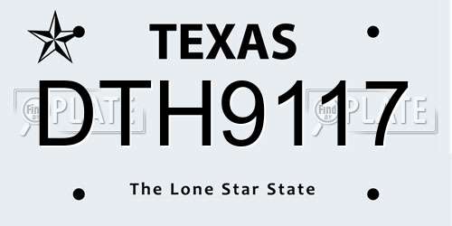 DTH9117 Texas License Plate