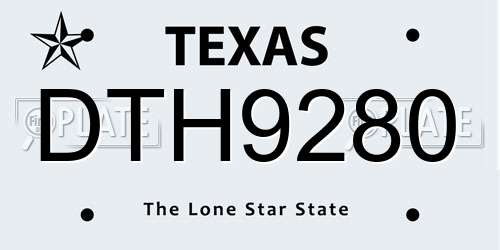 DTH9280 Texas License Plate