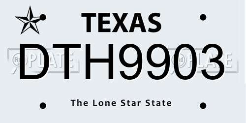 DTH9903 Texas License Plate