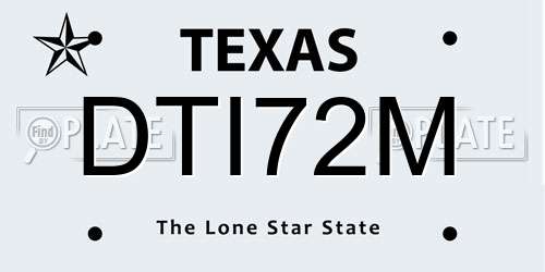 DTI72M Texas License Plate