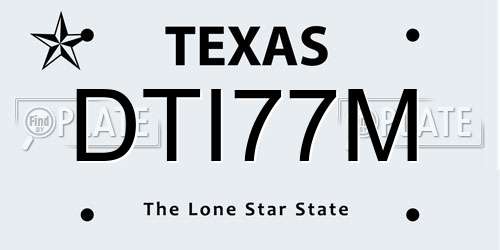 DTI77M Texas License Plate