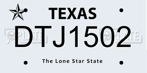 DTJ1502 Texas License Plate