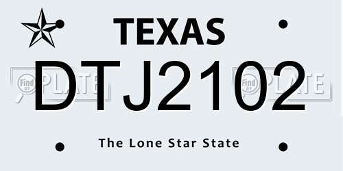 DTJ2102 Texas License Plate