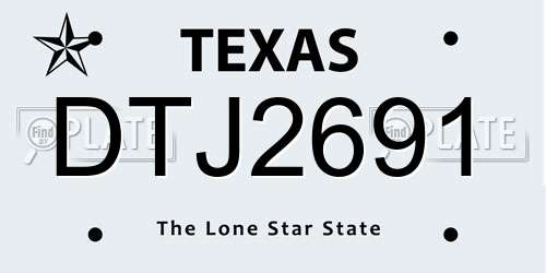 DTJ2691 Texas License Plate