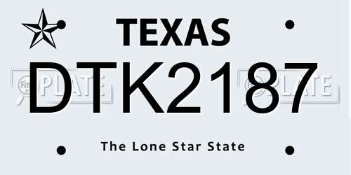 DTK2187 Texas License Plate