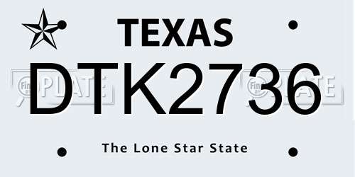 DTK2736 Texas License Plate