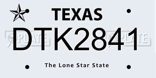 DTK2841 Texas License Plate