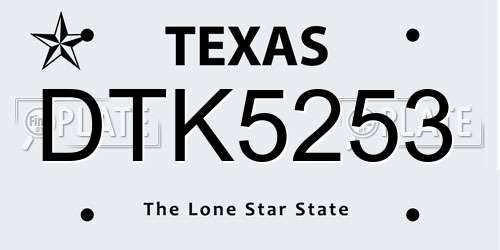 DTK5253 Texas License Plate