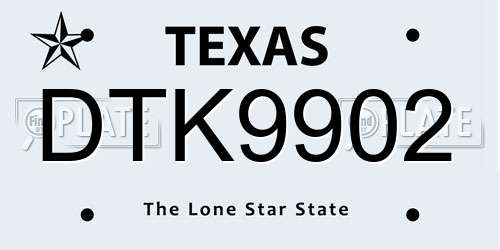DTK9902 Texas License Plate