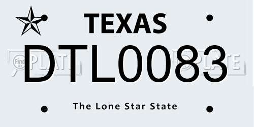 DTL0083 Texas License Plate