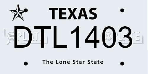 DTL1403 Texas License Plate