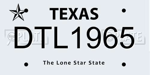 DTL1965 Texas License Plate