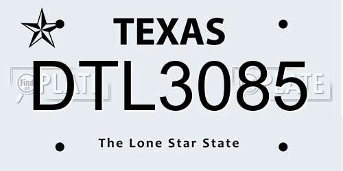 DTL3085 Texas License Plate