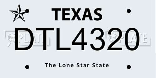 DTL4320 Texas License Plate