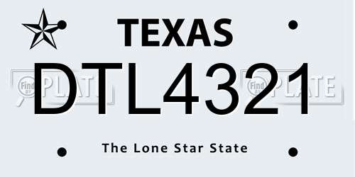 DTL4321 Texas License Plate
