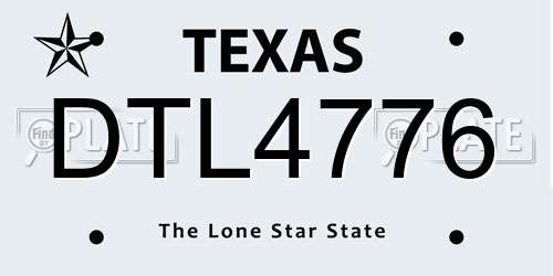 DTL4776 Texas License Plate