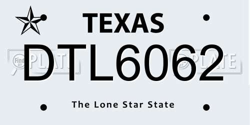 DTL6062 Texas License Plate