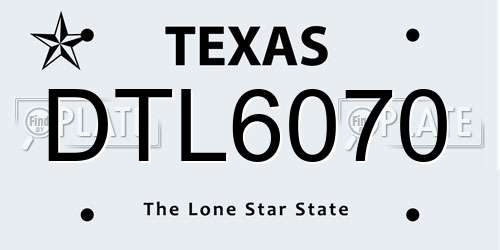 DTL6070 Texas License Plate