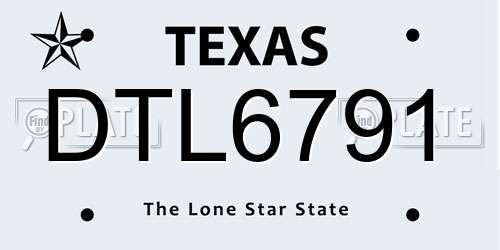 DTL6791 Texas License Plate