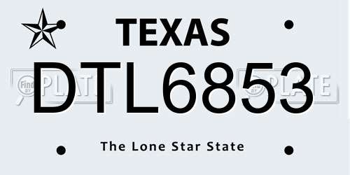 DTL6853 Texas License Plate