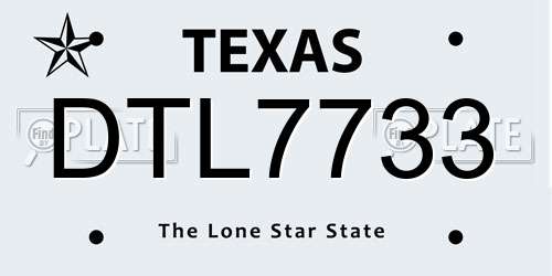 DTL7733 Texas License Plate