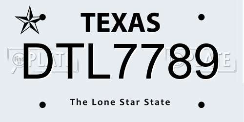 DTL7789 Texas License Plate