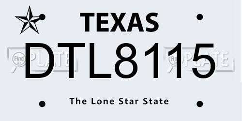 DTL8115 Texas License Plate