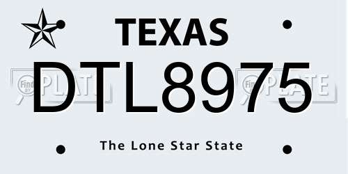DTL8975 Texas License Plate