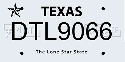 DTL9066 Texas License Plate